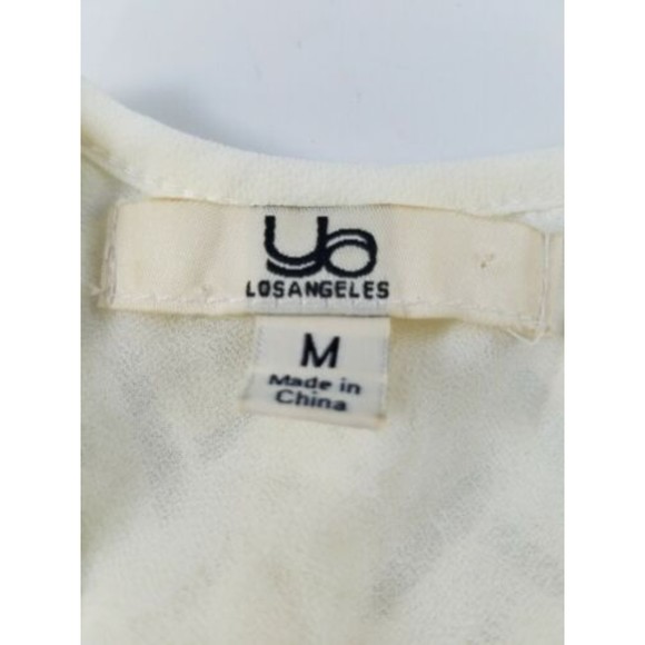 Womens Top YA LOS ANGELES Beige Sheer Zig Zag w/Bow on Back Cotton Blend Medium - Picture 8 of 9